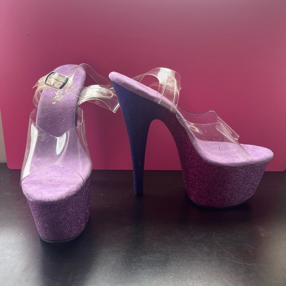 Pleaser Moon-708 Ombré Pink Blue Heel - Picture 2 of 2